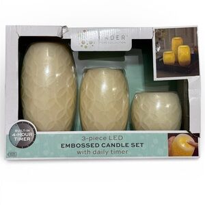 Embossed LED Candle Set with Timer